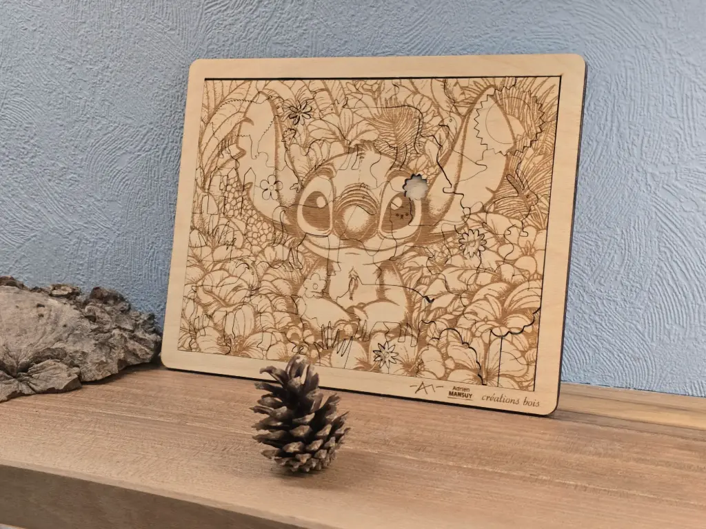 Puzzle en bois - forme des pièces animaux de la ferme ("La nuit étoilée" Van Gogh)