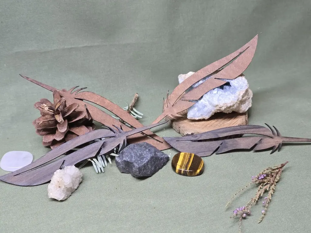 Marque page plume Ziricote / Acajou maillé