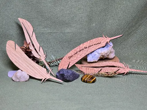 Marque page plume en Platane maillé / Chêne