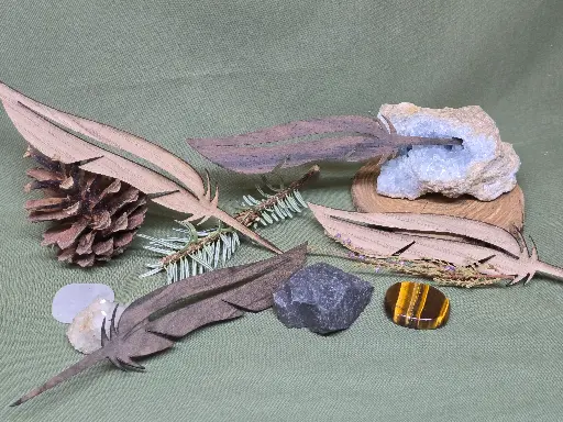 Marque page plume en Ziricote / Chêne